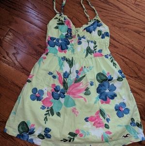 Hollister Floral pattern sun dress - medium - Light Green / Yellow Blue Pink